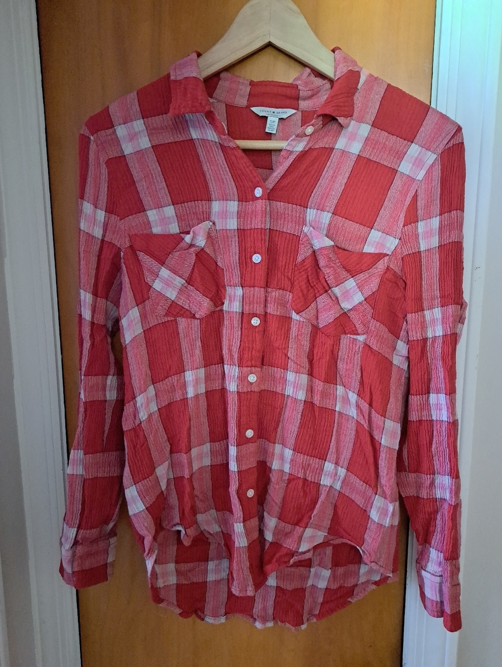 Lucky Brand Red Plaid Button-Down Shirt